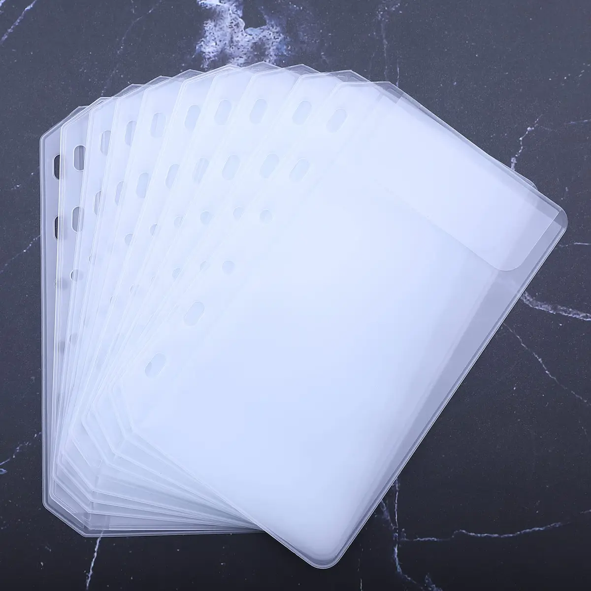 Antner 12PCS A7 Mini Binder Pockets 6-Hole No Zipper Budget Cash Envelopes for A7 6 Ring Binder Wallet, Clear Zipless Cash Stuffing Envelopes - view 7
