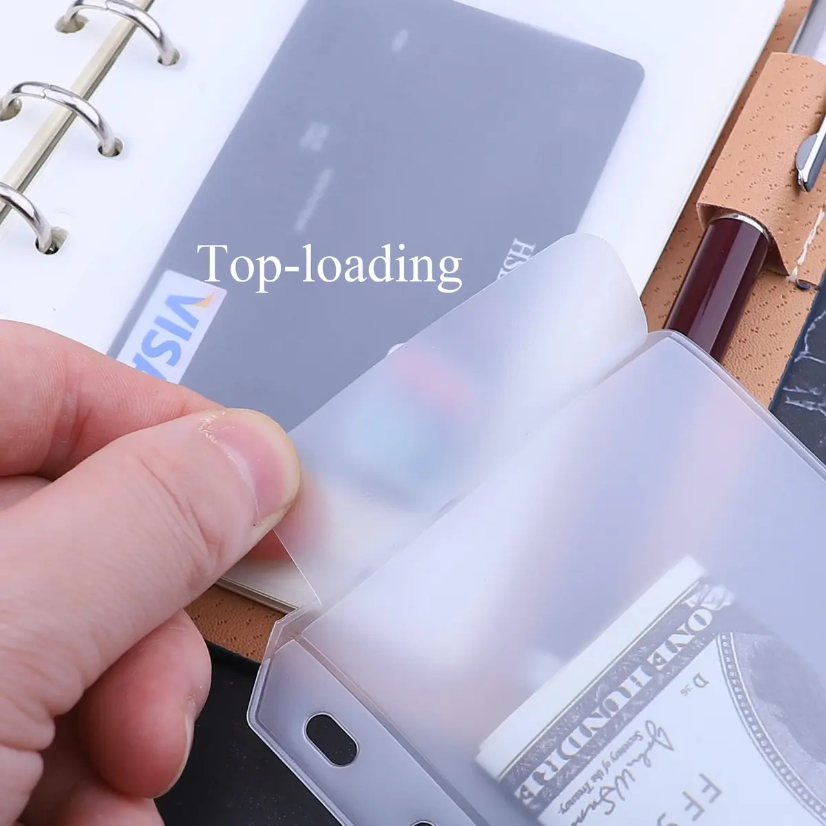 Antner 12PCS A7 Mini Binder Pockets 6-Hole No Zipper Budget Cash Envelopes for A7 6 Ring Binder Wallet, Clear Zipless Cash Stuffing Envelopes - view 4