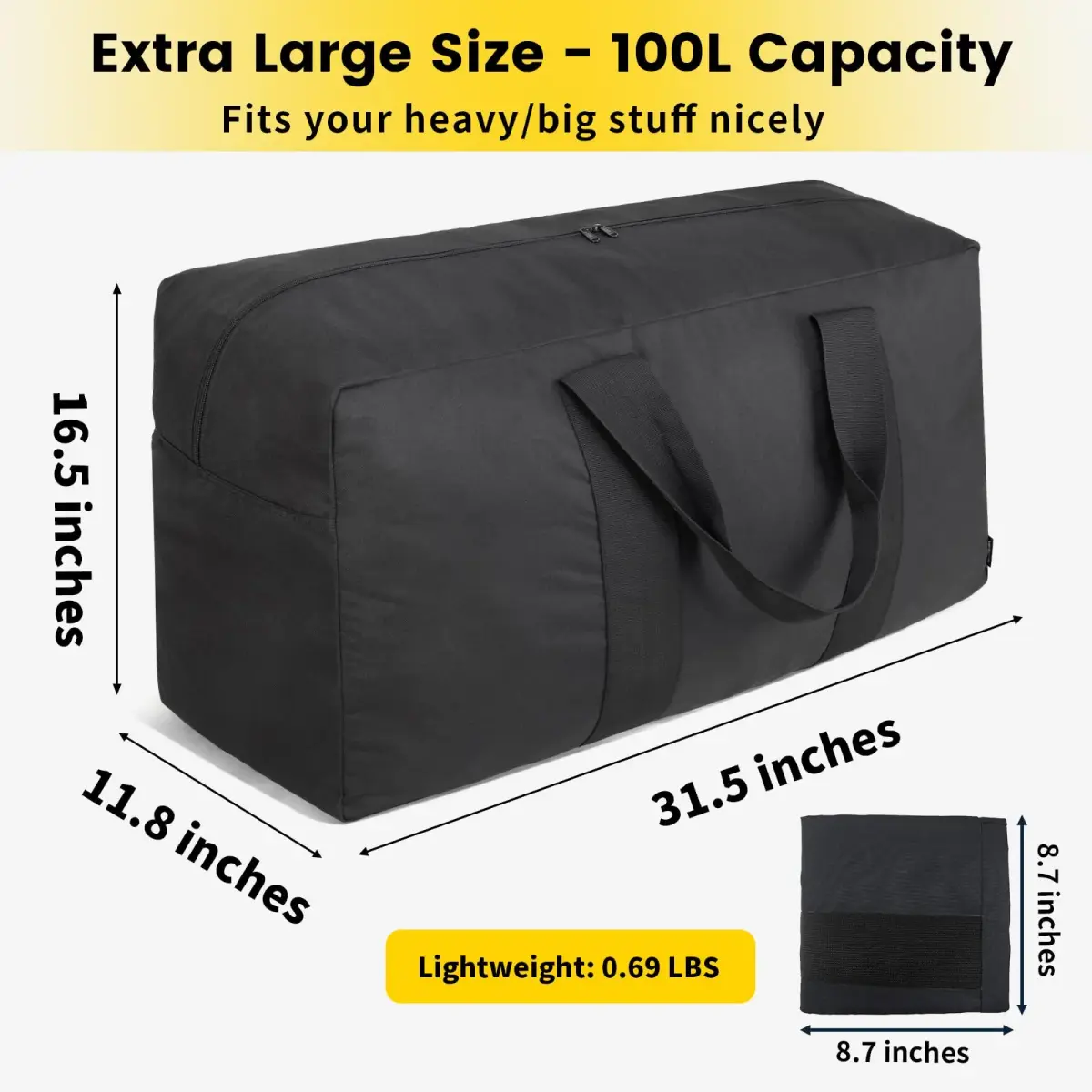 Vorspack Extra Large Duffle Bag 100L (76.2cm x 41.9cm x 29.97cm) | Foldable Travel Gear Bag - view 2