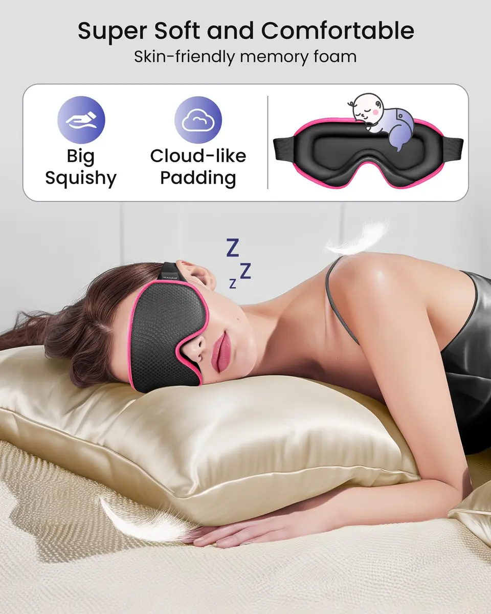 WAOAW Sleep Mask for Men Women | 3D Breathable Soft Comfortable Eye Mask for Travel & Sleep - view 5