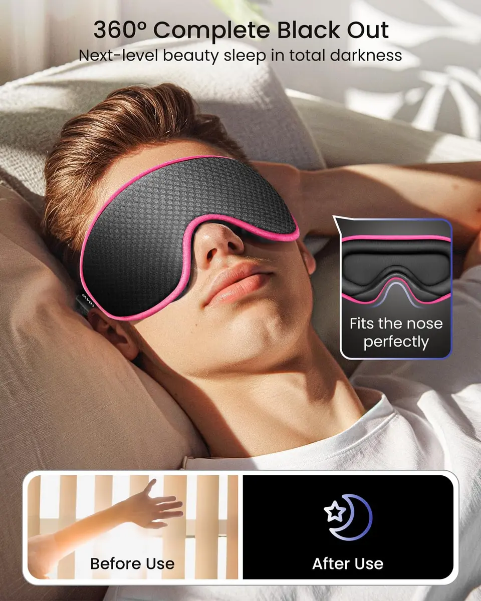 WAOAW Sleep Mask for Men Women | 3D Breathable Soft Comfortable Eye Mask for Travel & Sleep - view 3