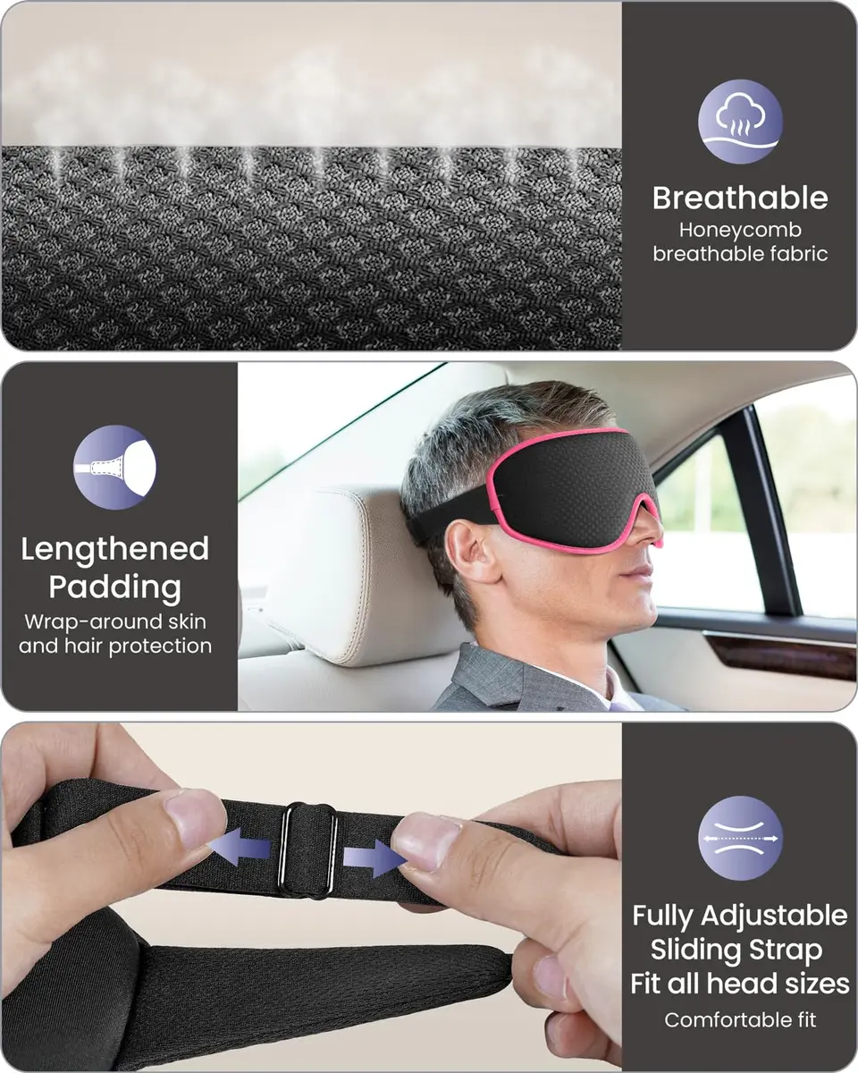 WAOAW Sleep Mask for Men Women | 3D Breathable Soft Comfortable Eye Mask for Travel & Sleep - view 4