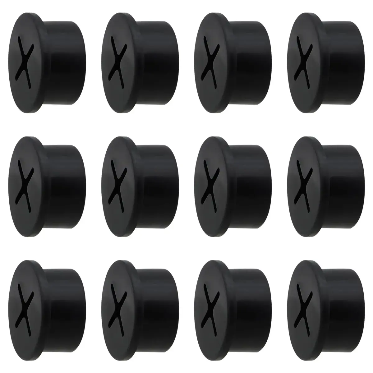 KITANIS 3/4 Inch (20mm) Black Rubber Desk Grommet | Flexible Silicone Cable Cord Grommet | 12-Pack - main product image