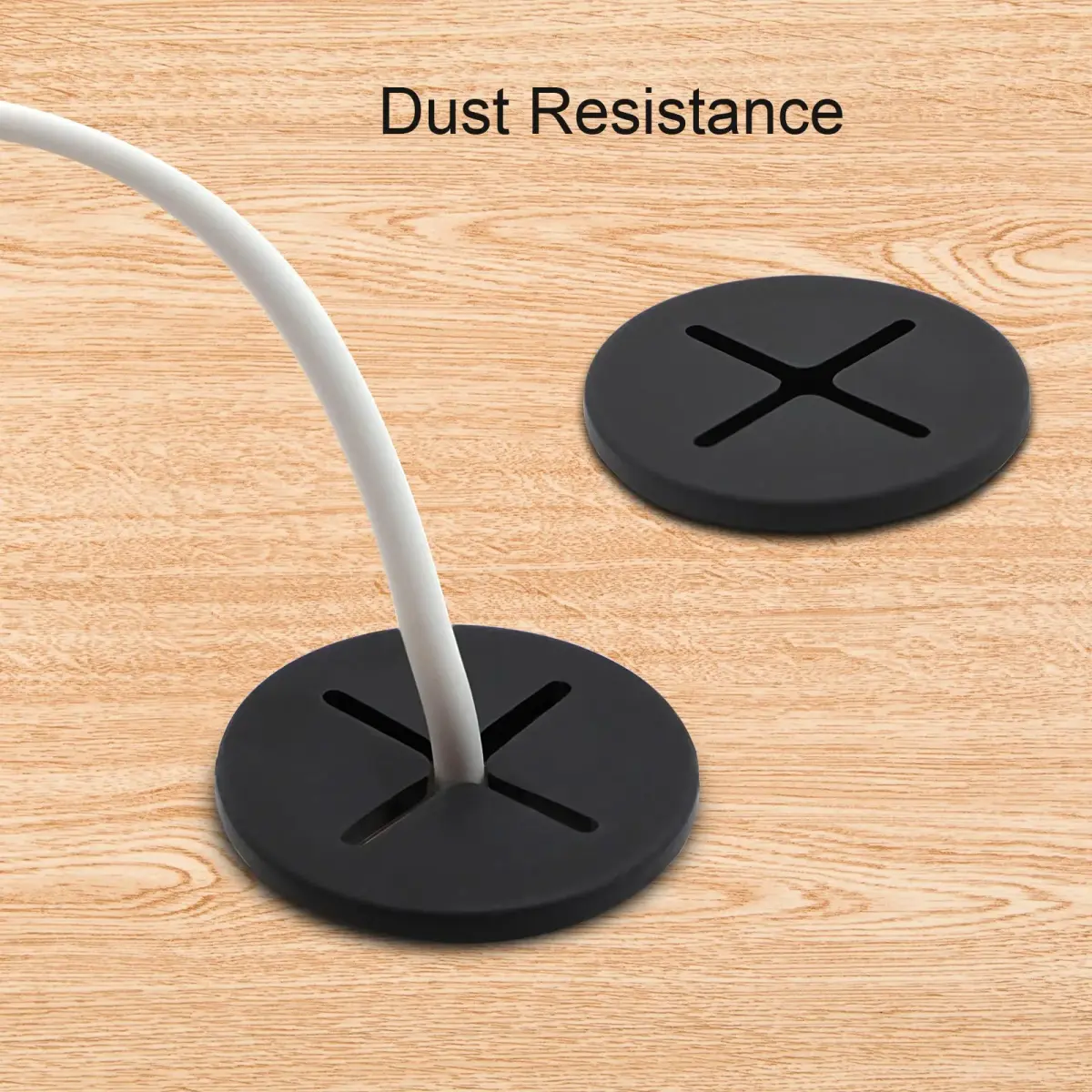 KITANIS Flexible Rubber Desk Grommets 1 Inch (25mm) Black Silicone, 12-Pack | Organize Cables for Desks & Furniture - view 5