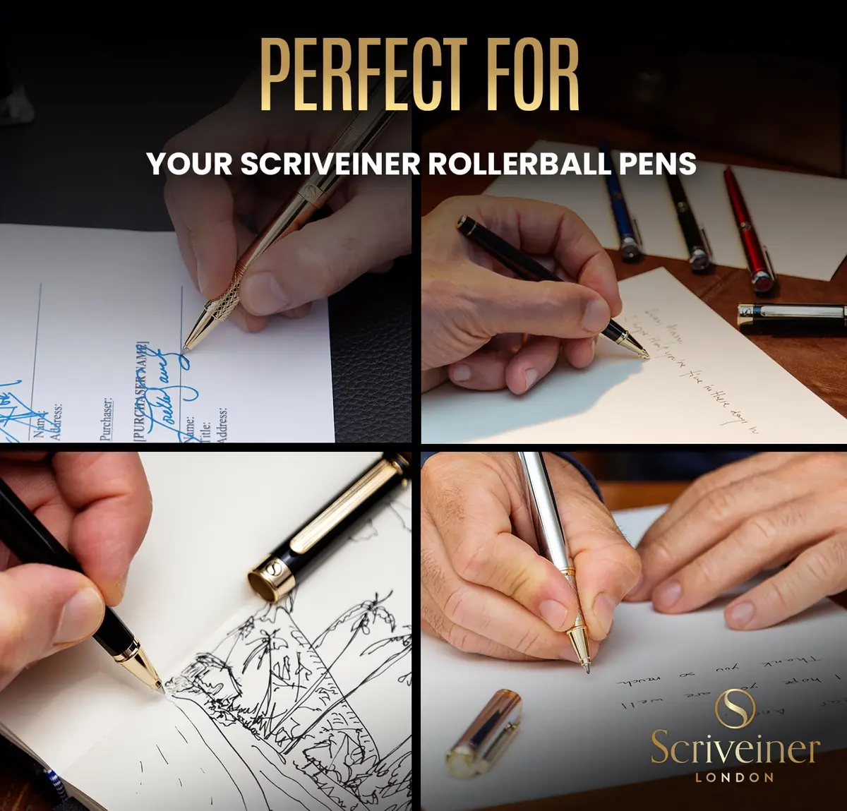 Scriveiner Blue Medium Rollerball Pen Refills (4-Pack, 0.7mm Tip) | Smooth Liquid Ink, Made in Germany - view 6