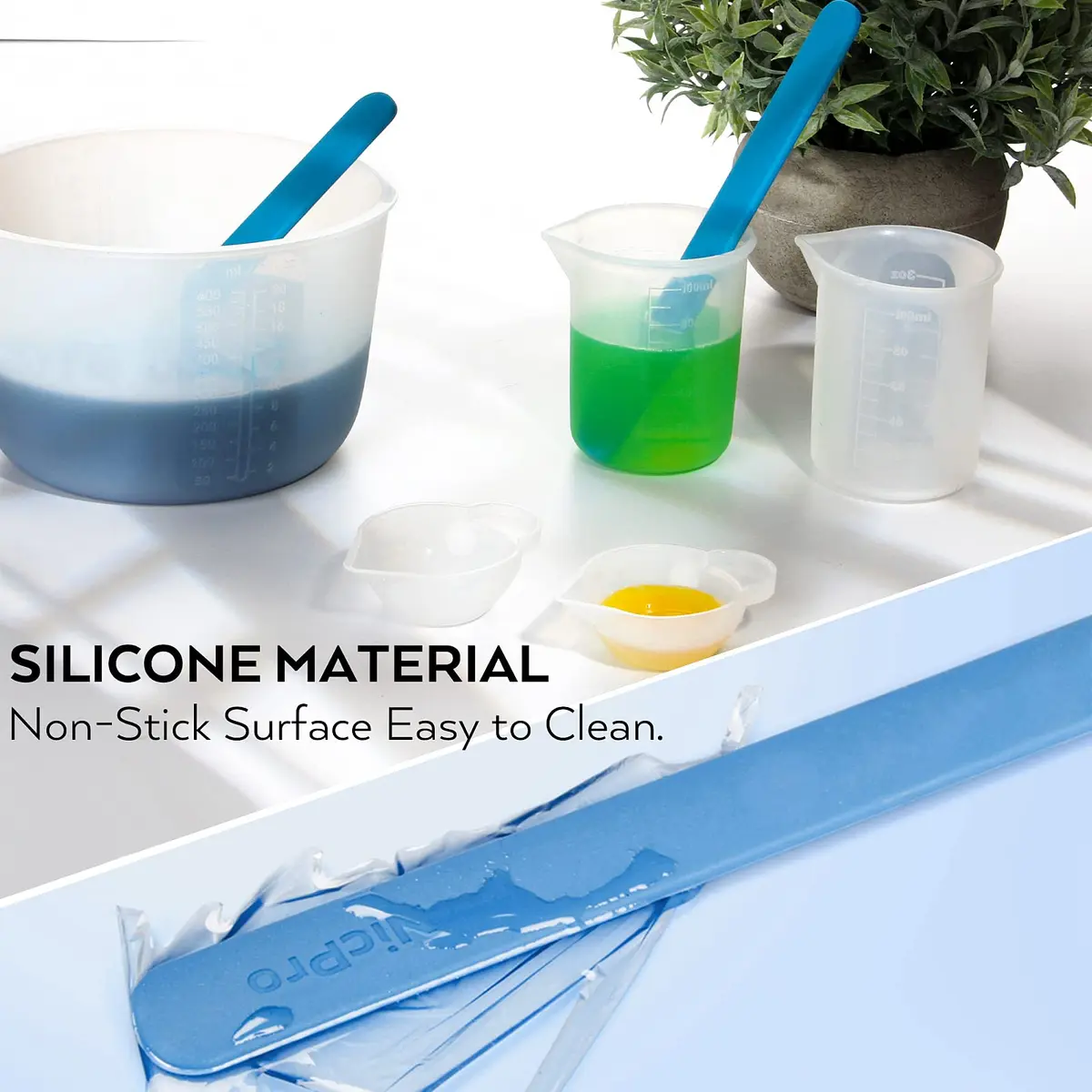 Nicpro Large Silicone Resin Measuring Cups Tool Kit 600ml & 100ml | Reusable Epoxy Resin Mixing Tools for Jewelry Making - view 5
