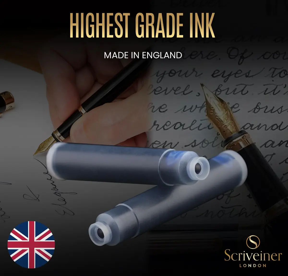Scriveiner Fountain Pen Ink Cartridges Blue International Standard 20-Pack | Smooth Ink Flow - view 3
