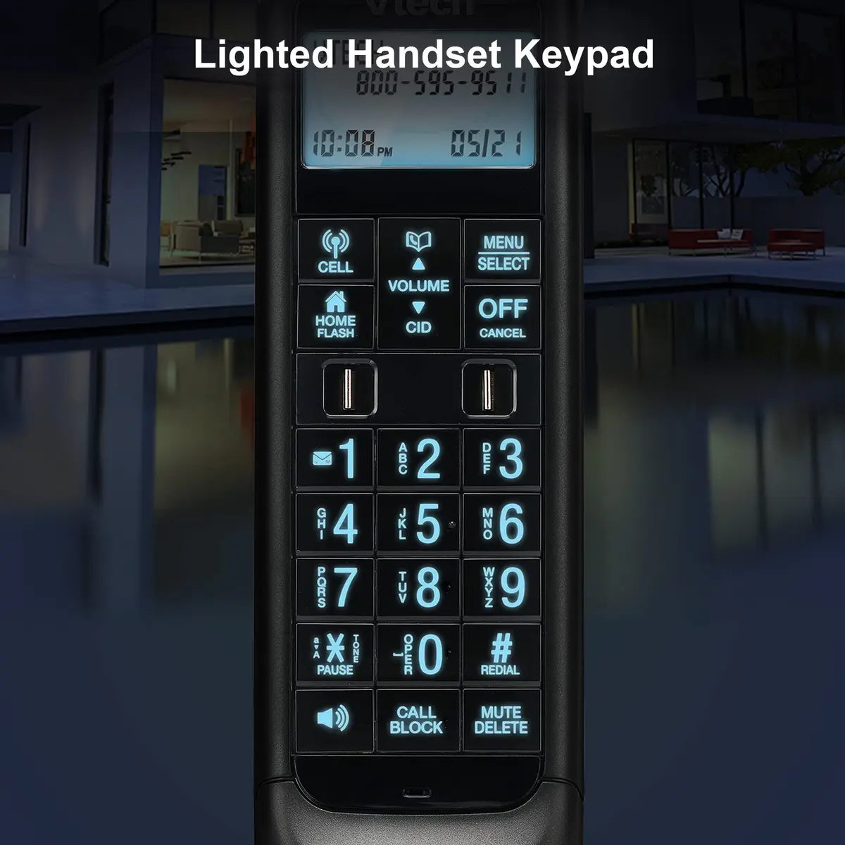 VTech VS122-16 Retro-Design Cordless Phone with Bluetooth Connect to Cell, Call Blocker, Answering System, Full-Duplex Speakerphone, Red - view 7