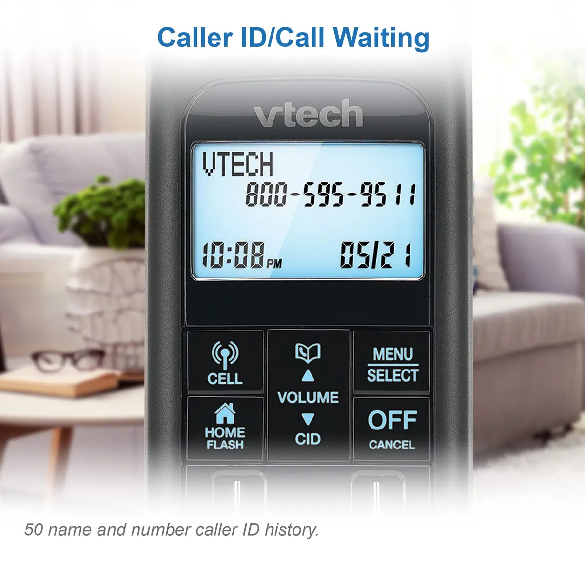 VTech VS122-16 Retro-Design Cordless Phone with Bluetooth Connect to Cell, Call Blocker, Answering System, Full-Duplex Speakerphone, Red - view 9