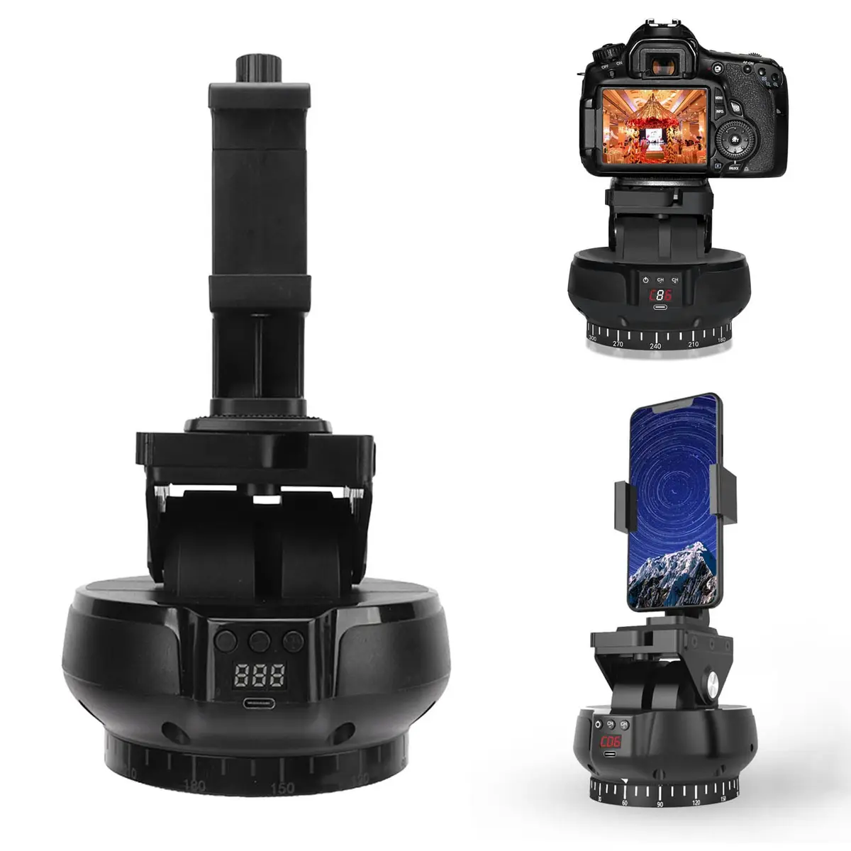Byged Motorized Pan Tilt Head | 360° Rotation, ±35° Tilt, 100m Control, 9 Gears Speed, Smartphone & Camera Support - view 8