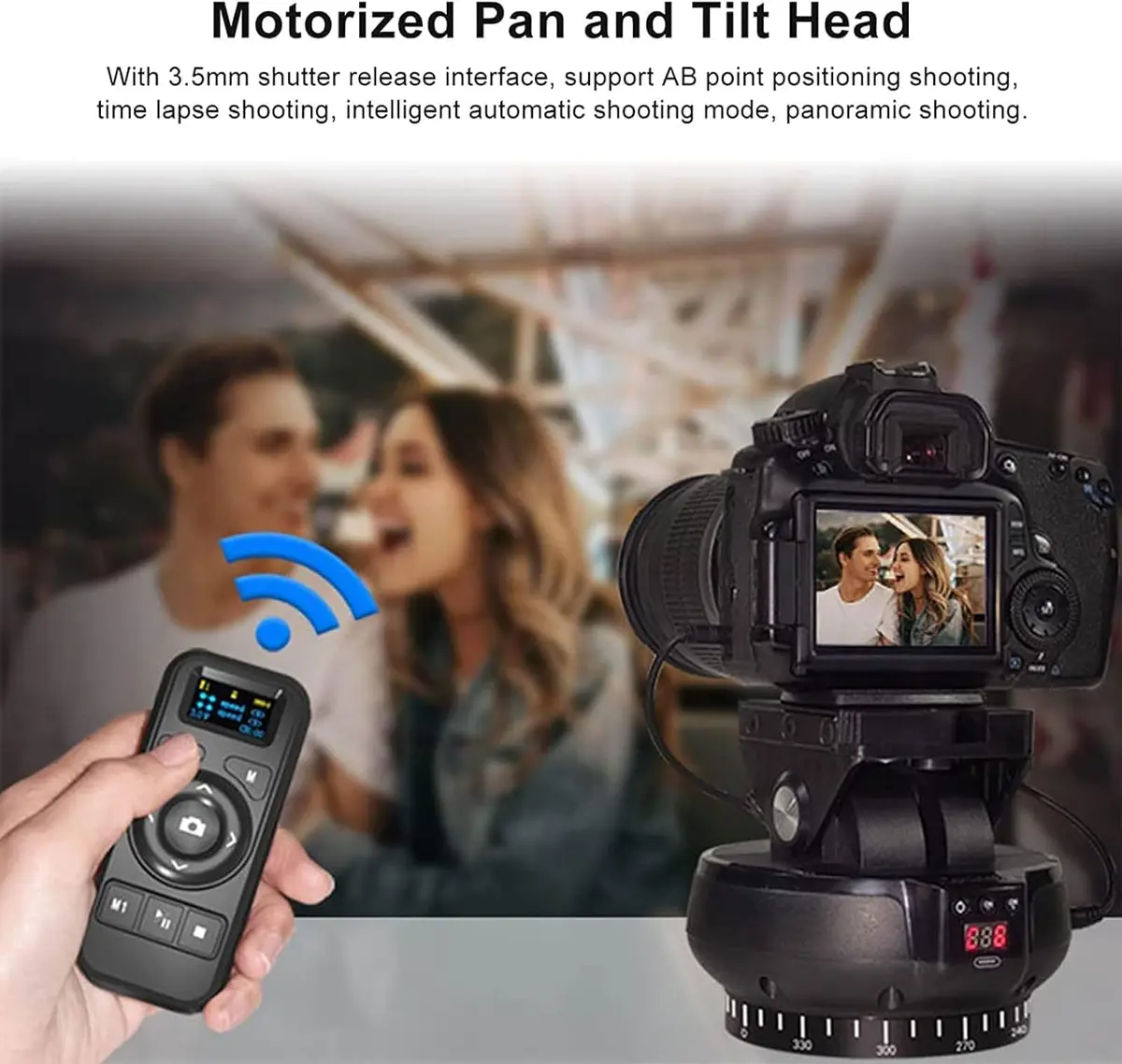 Byged Motorized Pan Tilt Head | 360° Rotation, ±35° Tilt, 100m Control, 9 Gears Speed, Smartphone & Camera Support - view 4