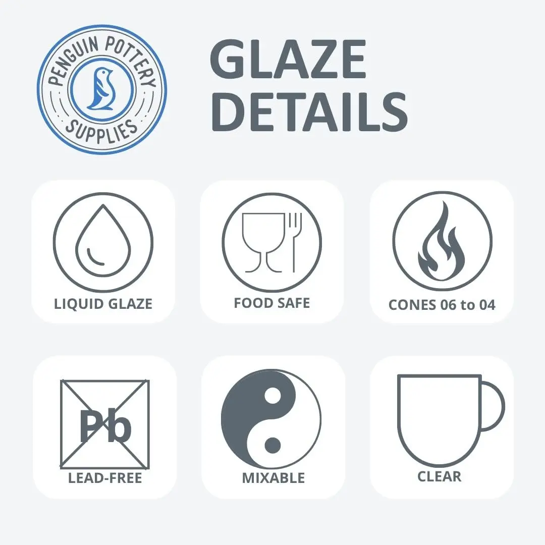 Penguin Pottery Clear Glaze Cone 06-04 | Low Fire Ceramic Glaze for Pottery (473 ml) - view 3