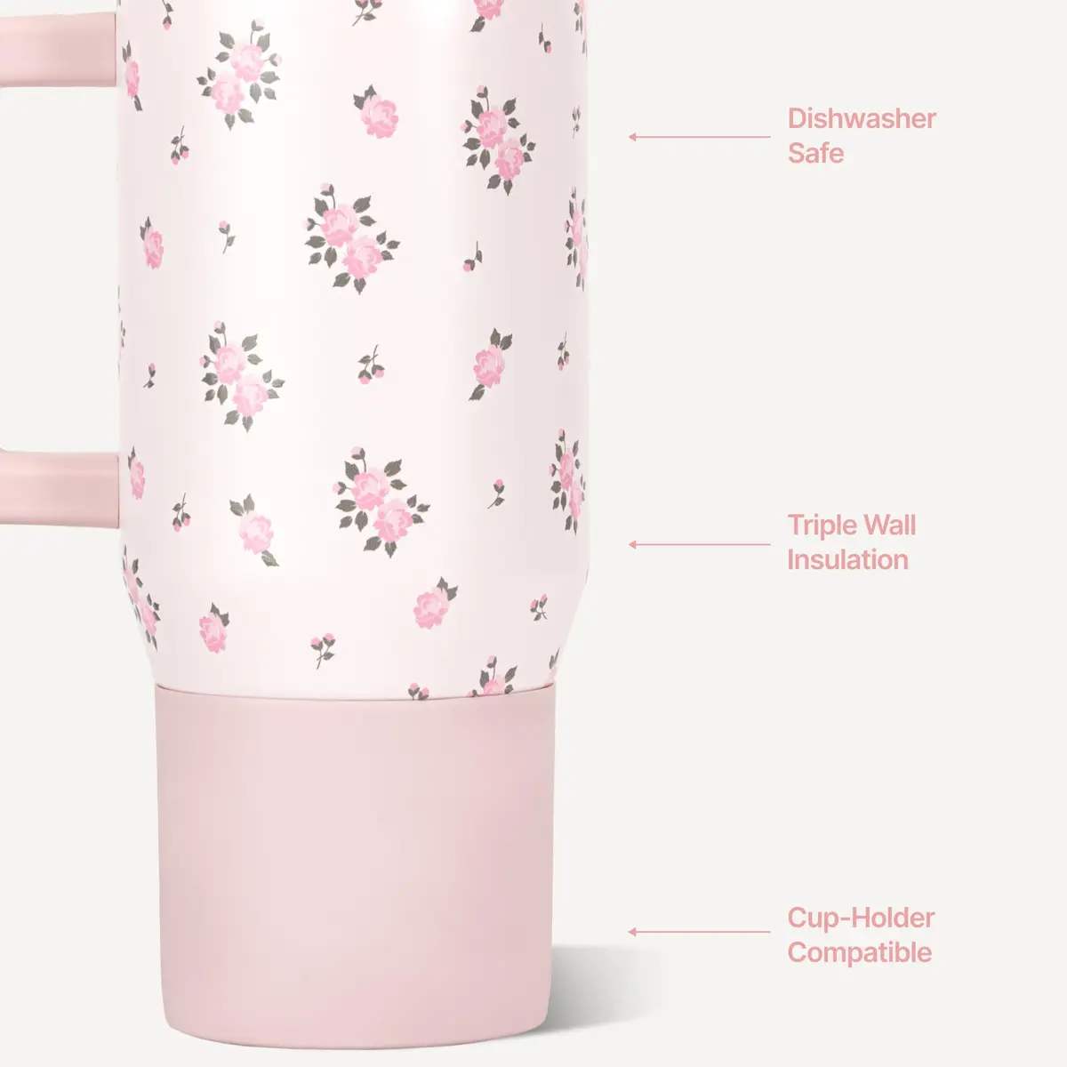 HydroJug Traveler 20oz Kids Insulated Tumbler with Handle, Wildrose | Leak-Proof, Drop-Resistant, Keeps Drinks Cold - view 3