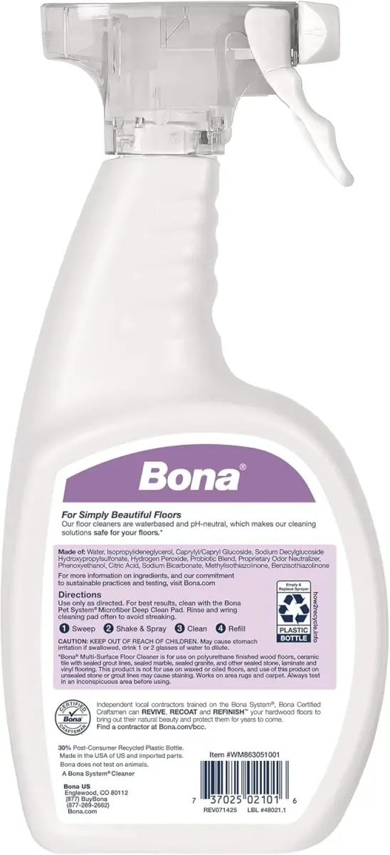 Bona All Surface Formula for Hardwood Floors, 32 Fl Oz Spray Bottle | Residue-Free Wood Floor Cleaner - view 3