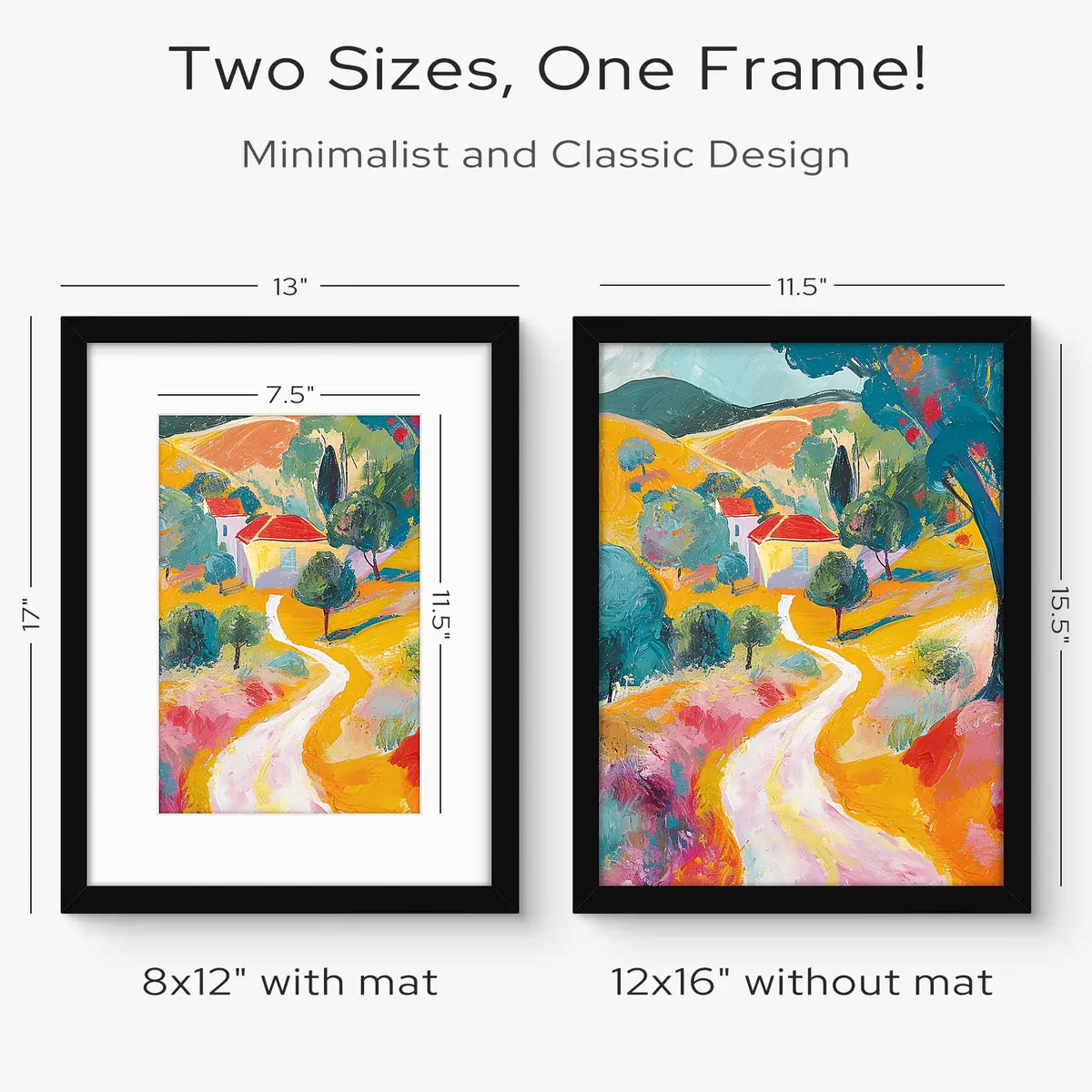 Golden State Art 12x16 Picture Frame, Solid Wood & Real Glass, Black | Classic Wall & Tabletop Decor - view 2
