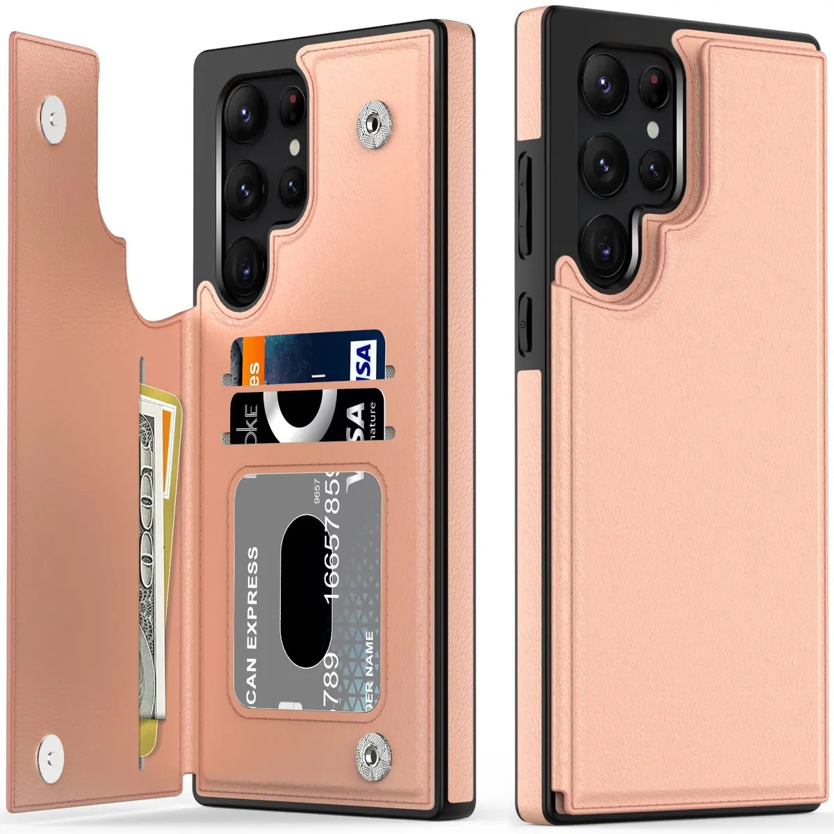 LETO Luxury Flip Folio Leather Wallet Case for Samsung Galaxy S22 Ultra 6.8" (17.3cm) | Protective Phone Case with Card Slots & Kickstand - main product image