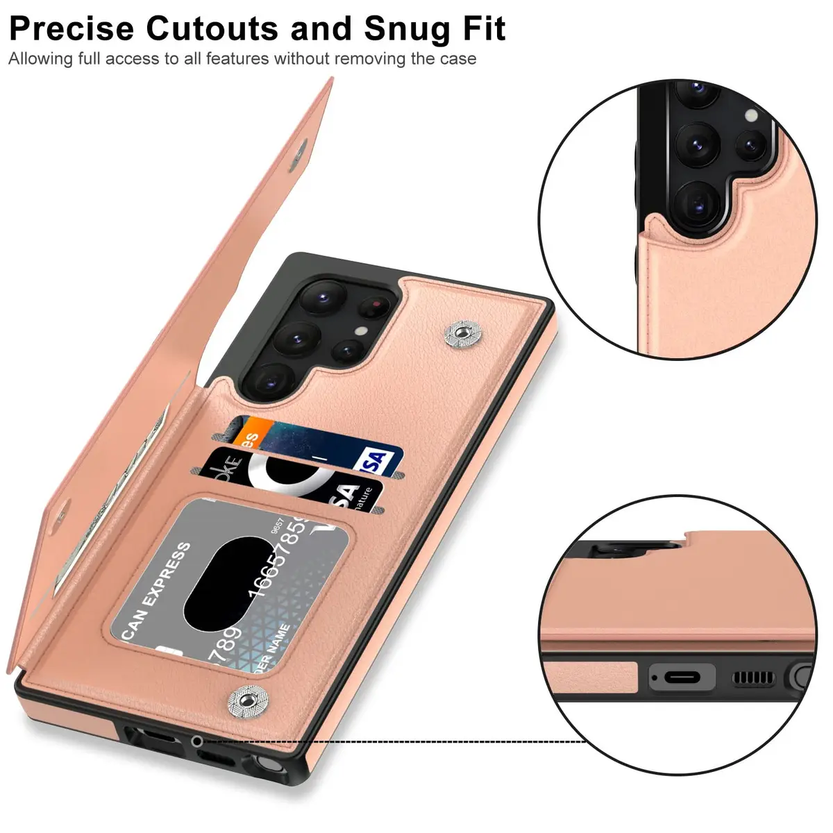 LETO Luxury Flip Folio Leather Wallet Case for Samsung Galaxy S22 Ultra 6.8" (17.3cm) | Protective Phone Case with Card Slots & Kickstand - view 3