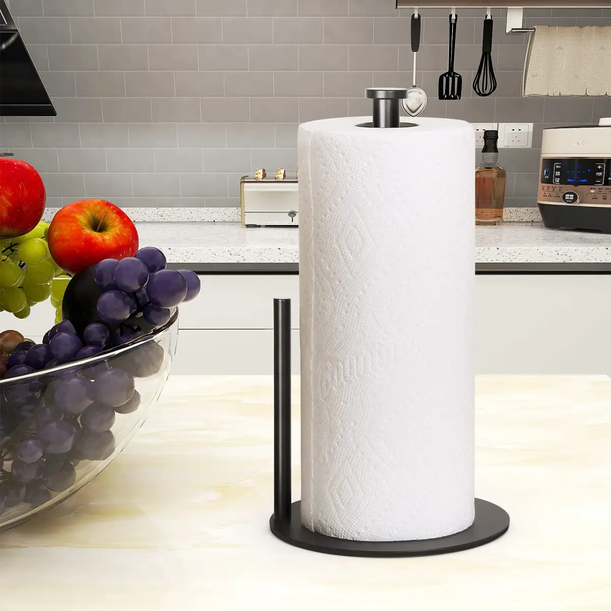 OBODING Matte Black Stainless Steel Paper Towel Holder Stand | Countertop Organization for Standard & Large Rolls - view 2