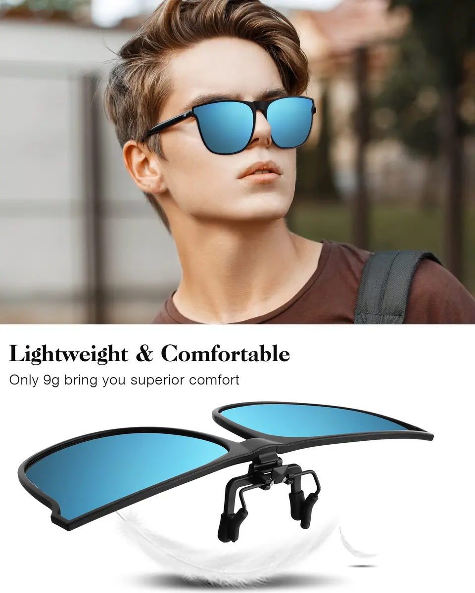 Frienda Oversize Clip-on Sunglasses 3 Pcs | Blue Green, Yellow Green, Yellow | Large, Flip Design - view 5