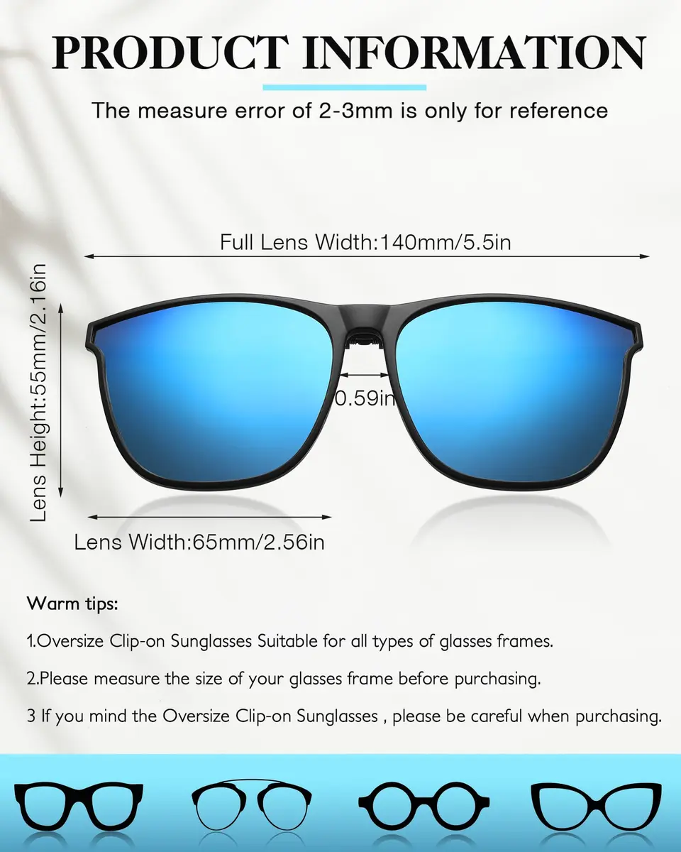 Frienda Oversize Clip-on Sunglasses 3 Pcs | Blue Green, Yellow Green, Yellow | Large, Flip Design - view 2