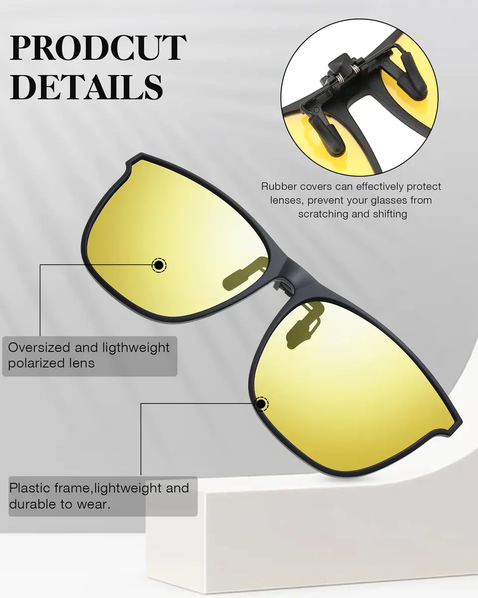 Frienda Oversize Clip-on Sunglasses 3 Pcs | Blue Green, Yellow Green, Yellow | Large, Flip Design - view 3