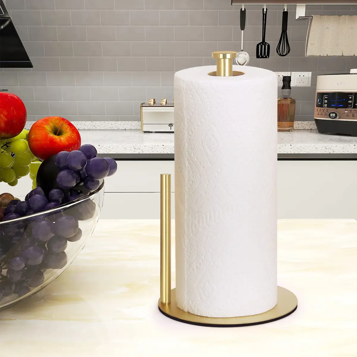 OBODING Gold Countertop Paper Towel Holder, Stainless Steel, Modern Kitchen and Bathroom Organization | Rust-Proof Design - view 2
