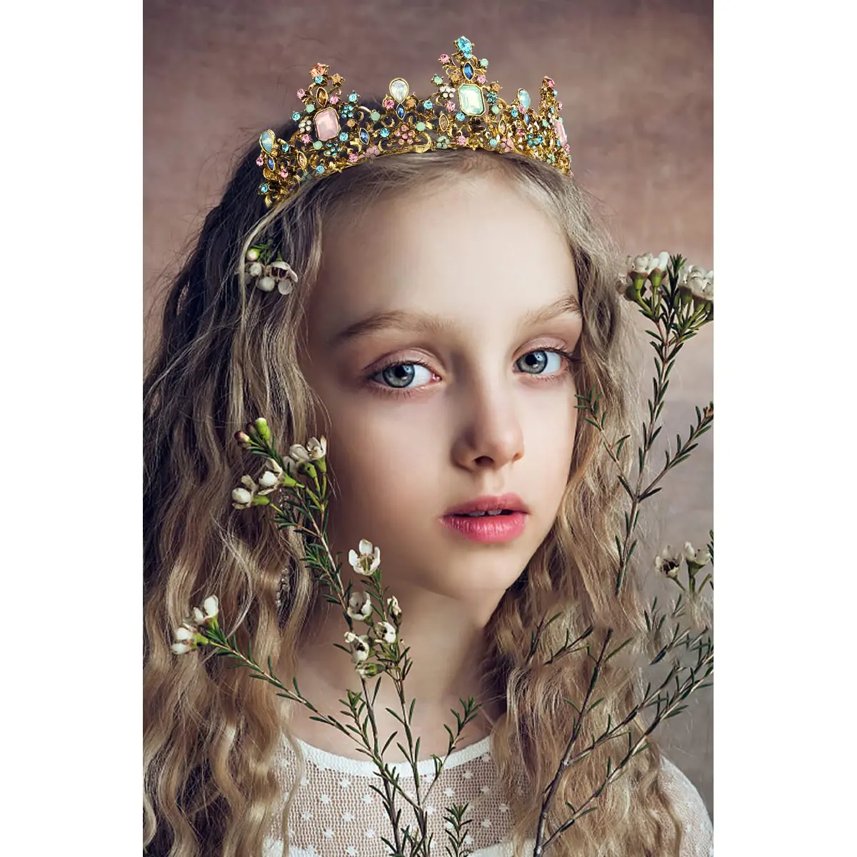 Didder Vintage Crowns & Tiaras for Girls & Women | Elegant Princess Headpiece, 6.5-inch Diameter, Alloy & Rhinestones - view 5