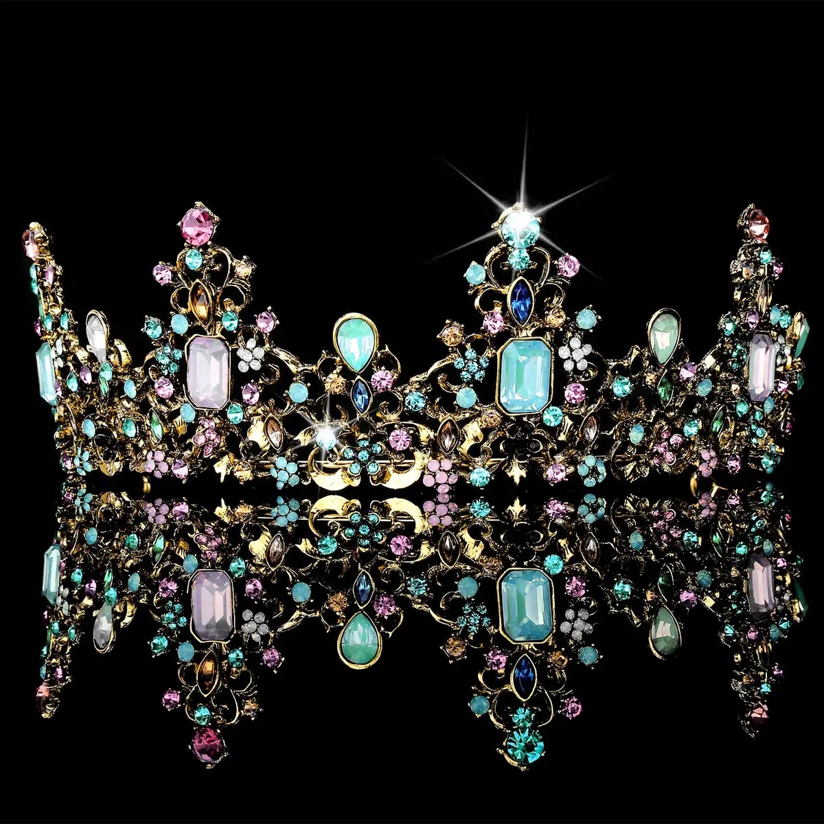 Didder Vintage Crowns & Tiaras for Girls & Women | Elegant Princess Headpiece, 6.5-inch Diameter, Alloy & Rhinestones - view 7