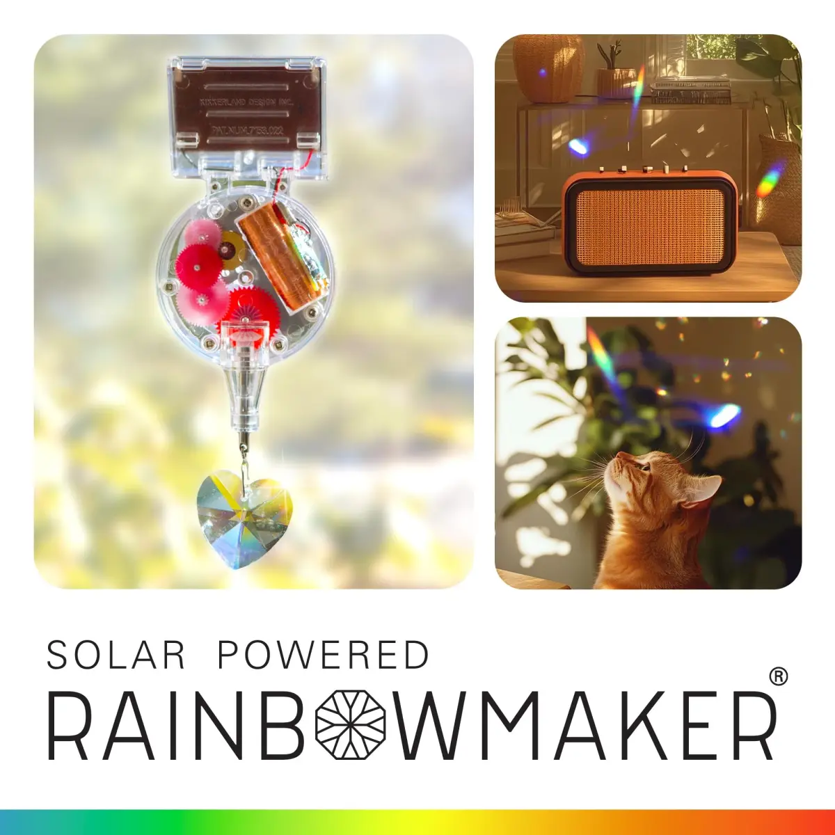 Kikkerland Solar Powered Heart Rainbow Maker 20.6cm (8.1in) | Creates Rainbows with Sunlight - view 2