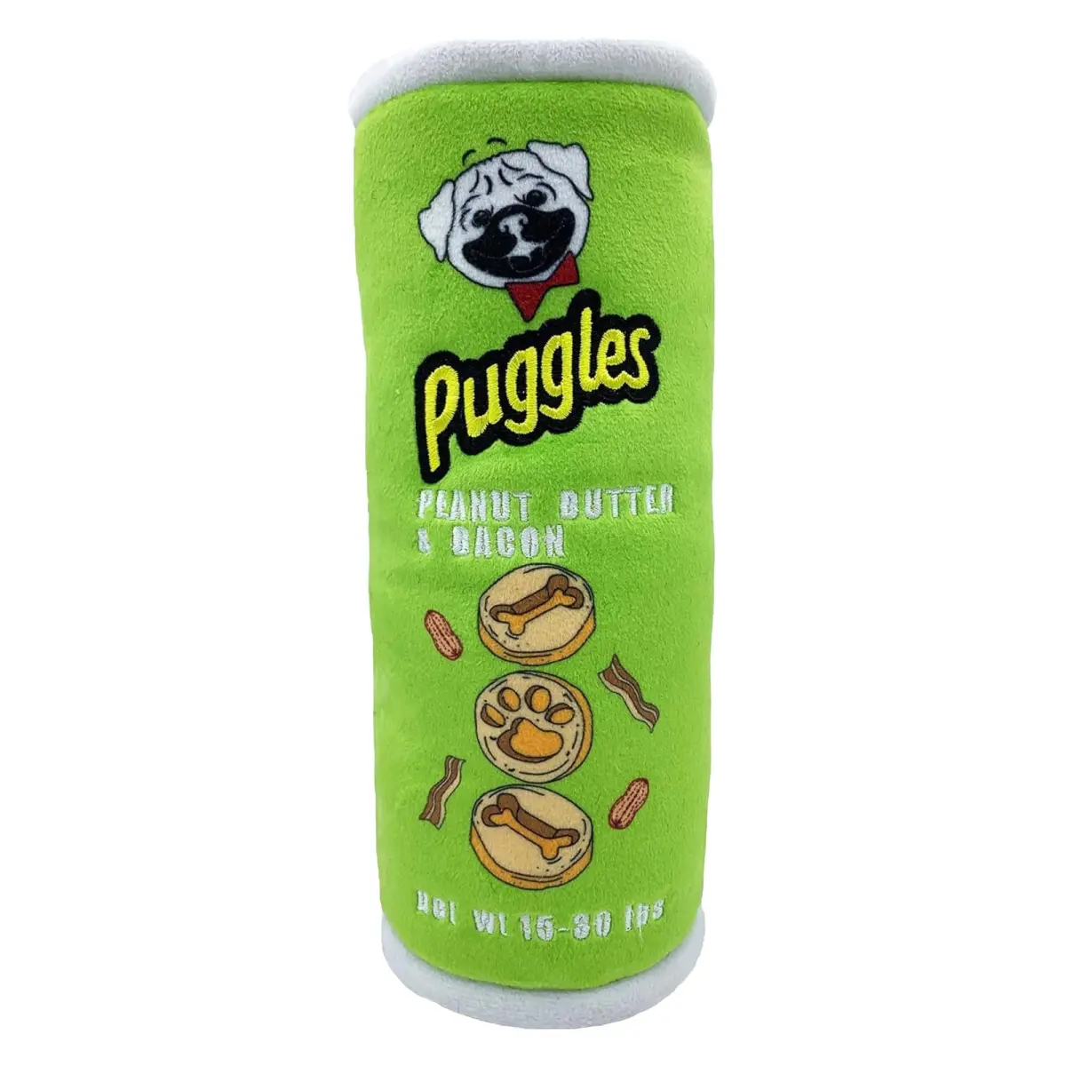 Huxley & Kent Power Plush Squeaky Dog Toy, Puggles Can, Small (6.5 x 2.5 x 2.5 inches / 16.5 x 6.4 x 6.4 cm) - main product image