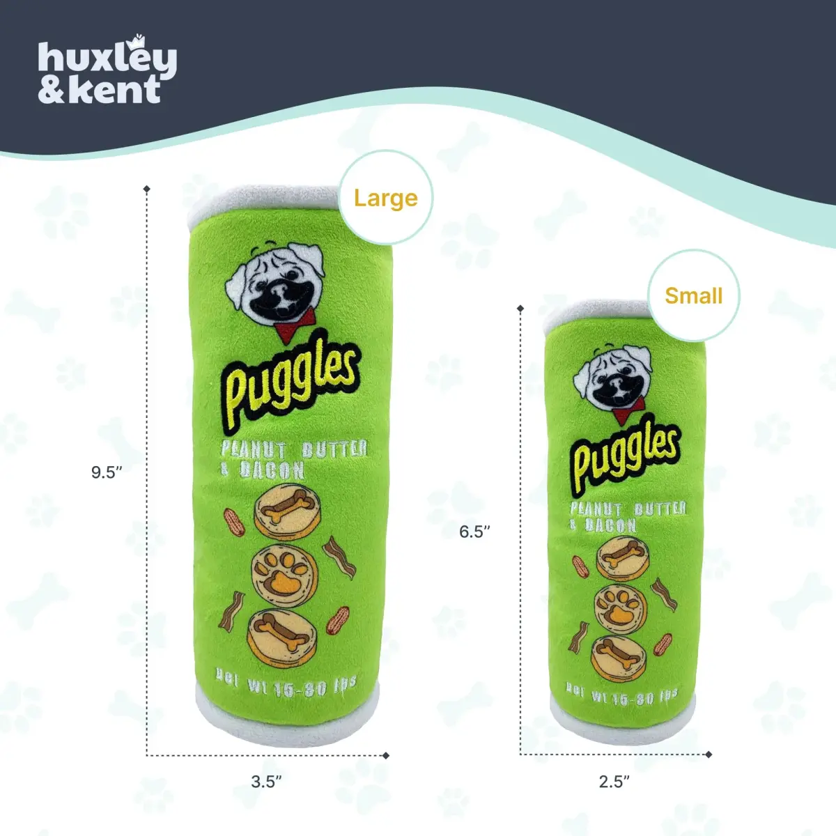 Huxley & Kent Power Plush Squeaky Dog Toy, Puggles Can, Small (6.5 x 2.5 x 2.5 inches / 16.5 x 6.4 x 6.4 cm) - view 5
