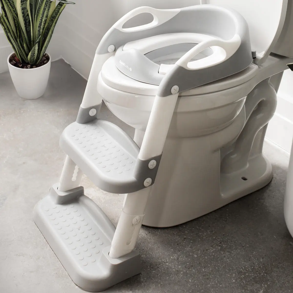 Jool Baby Step Stool with 2 Step Ladder for Toddlers | Adjustable Height & Splash Guard (Gray) - main product image