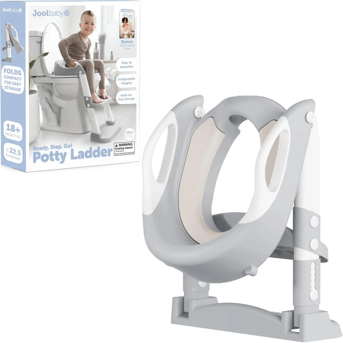 Jool Baby Step Stool with 2 Step Ladder for Toddlers | Adjustable Height & Splash Guard (Gray) - view 9