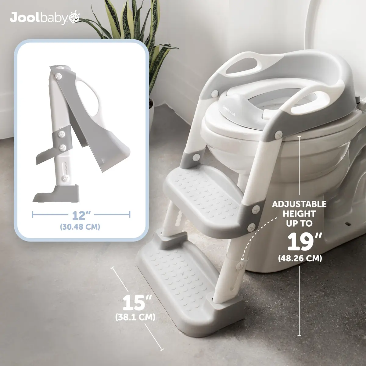 Jool Baby Step Stool with 2 Step Ladder for Toddlers | Adjustable Height & Splash Guard (Gray) - view 2