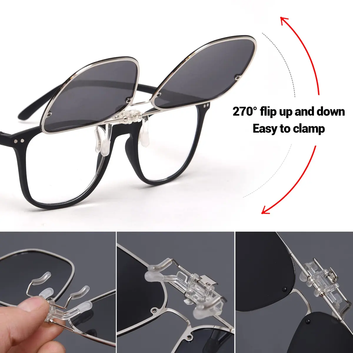 TERAISE Clip On Sunglasses for Prescription Glasses, 2-Pack 60mm (2.36 inches) Polarized UV400 - view 4