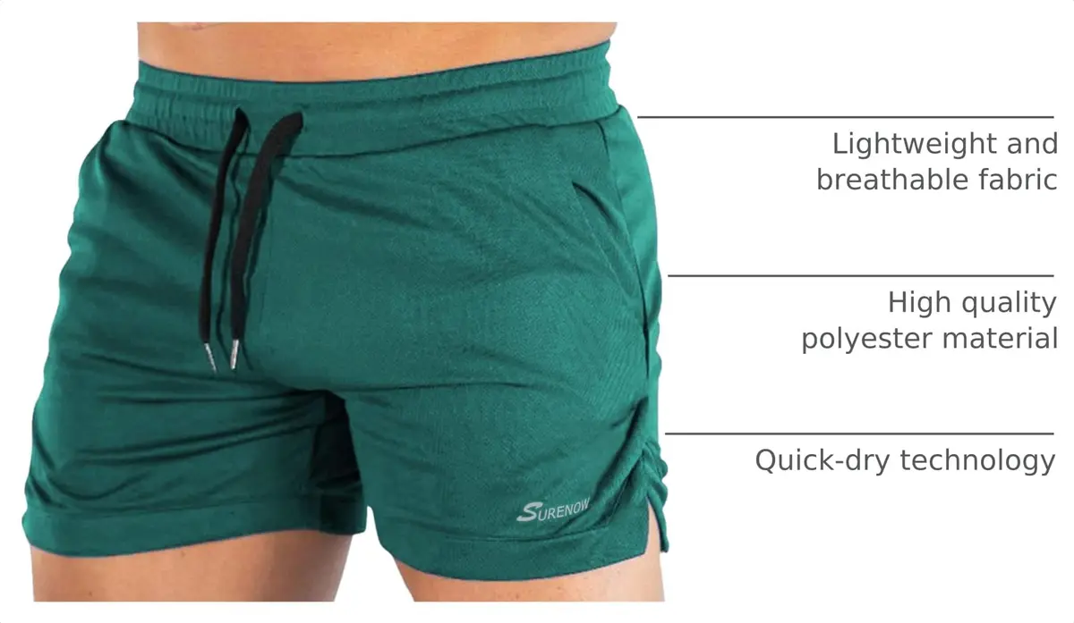 Surenow Mens Running Gym Shorts 3 Inch Athletic Workout Shorts with Pockets | Lightweight, Breathable & Quick Dry - view 4