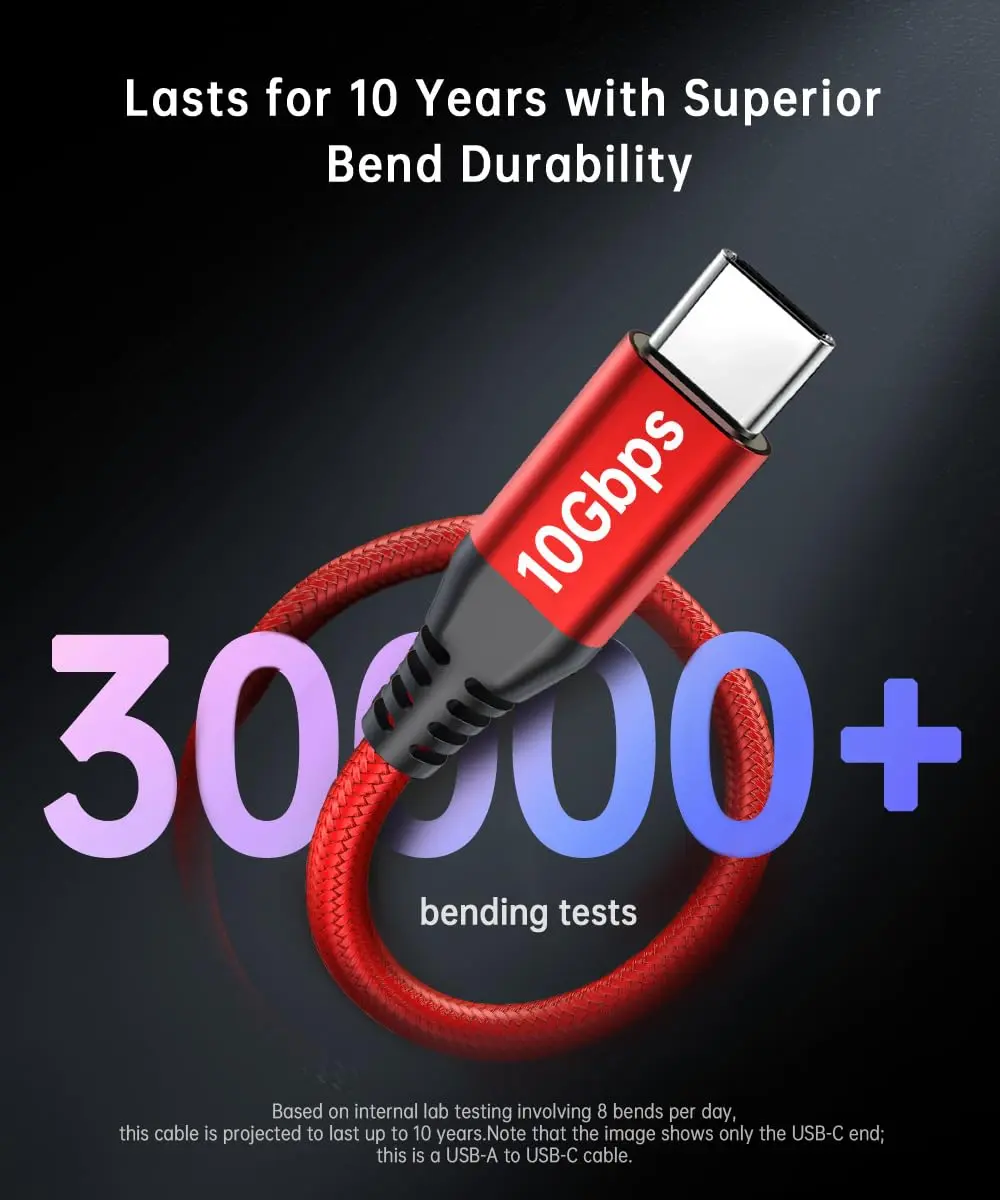 LDLrui USB C Data Cable 10ft | 10Gbps Transfer & 65W Fast Charging, Braided - view 5