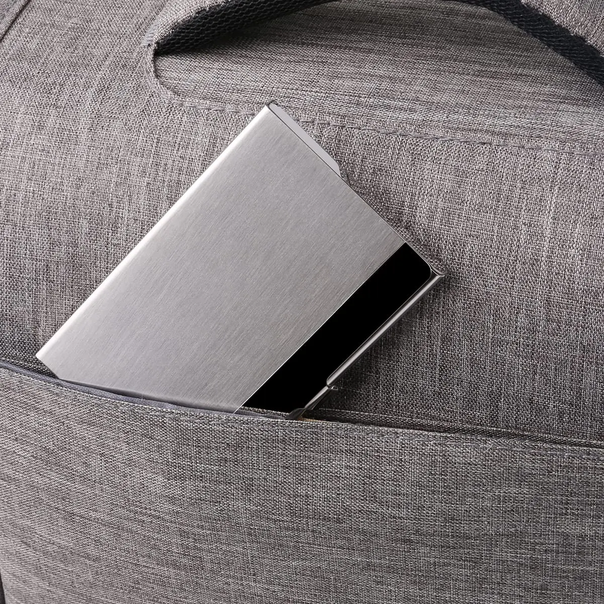 DMFLY Business Card Holder, Slim Metal Card Case for Men & Women, Stainless Steel, 3.7 x 2.3 x 0.3 Inch | Buckle Style Shut - view 6