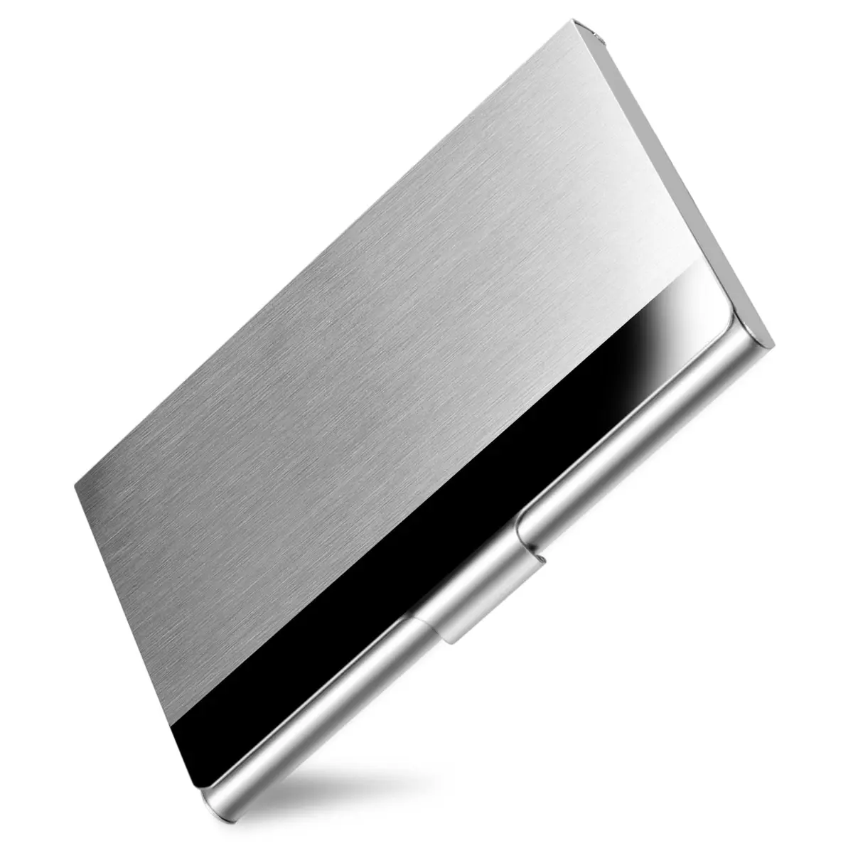DMFLY Business Card Holder, Slim Metal Card Case for Men & Women, Stainless Steel, 3.7 x 2.3 x 0.3 Inch | Buckle Style Shut - main product image