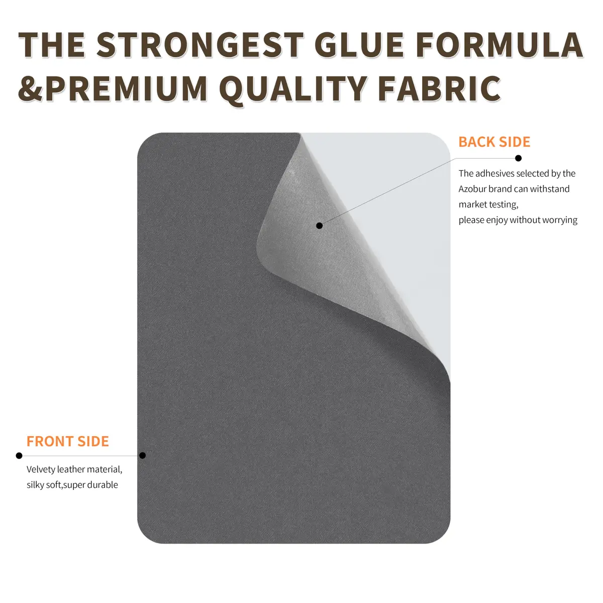 Azobur Self-Adhesive Fabric Repair Patch, 6 Piece Microfiber Patches, Quick Fix for Sofa & Upholstery, Gray (4.3"x 5.5") - view 3