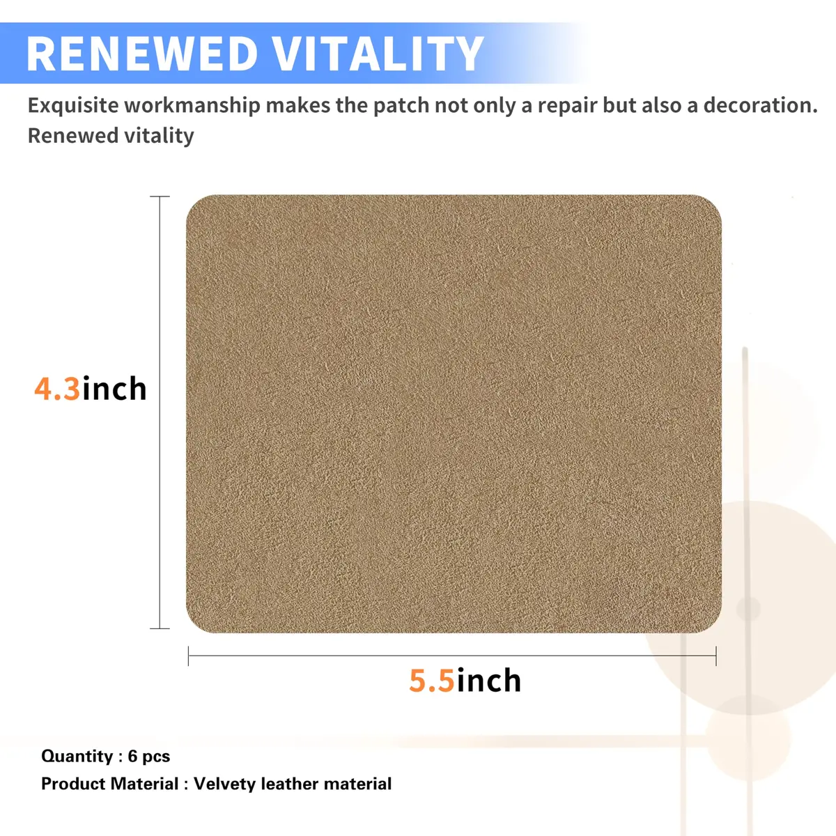 Azobur Self-Adhesive Fabric Repair Patch 6 pcs | Microfiber Suede for Sofa & Furniture - view 2