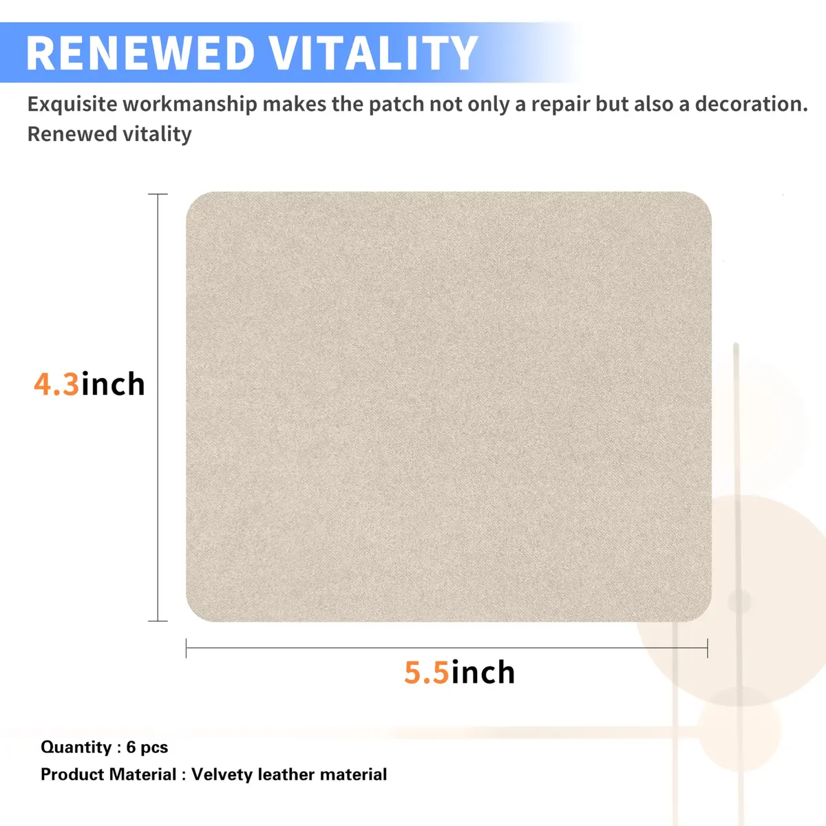 Azobur Fabric Repair Patch 6 Piece Microfiber Self Adhesive for Sofa Beige | Quick Fix & Luxurious Look - view 2