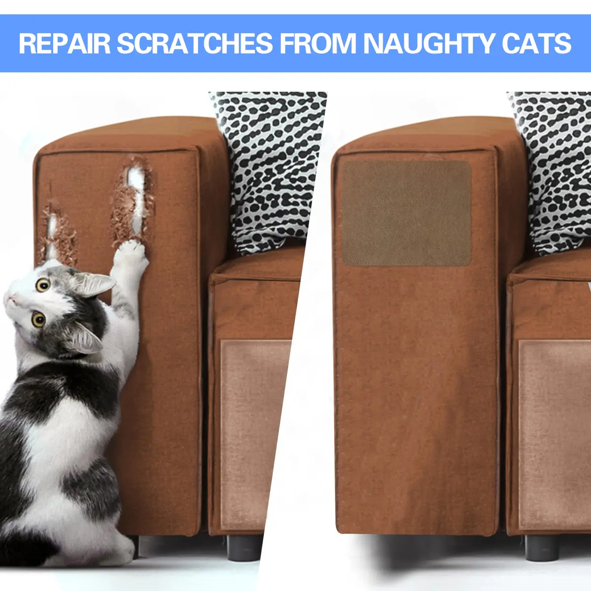 Azobur Microfiber Sofa Repair Patch 6 Piece | Self Adhesive Fabric Fix for Light Grey Sofas - view 7