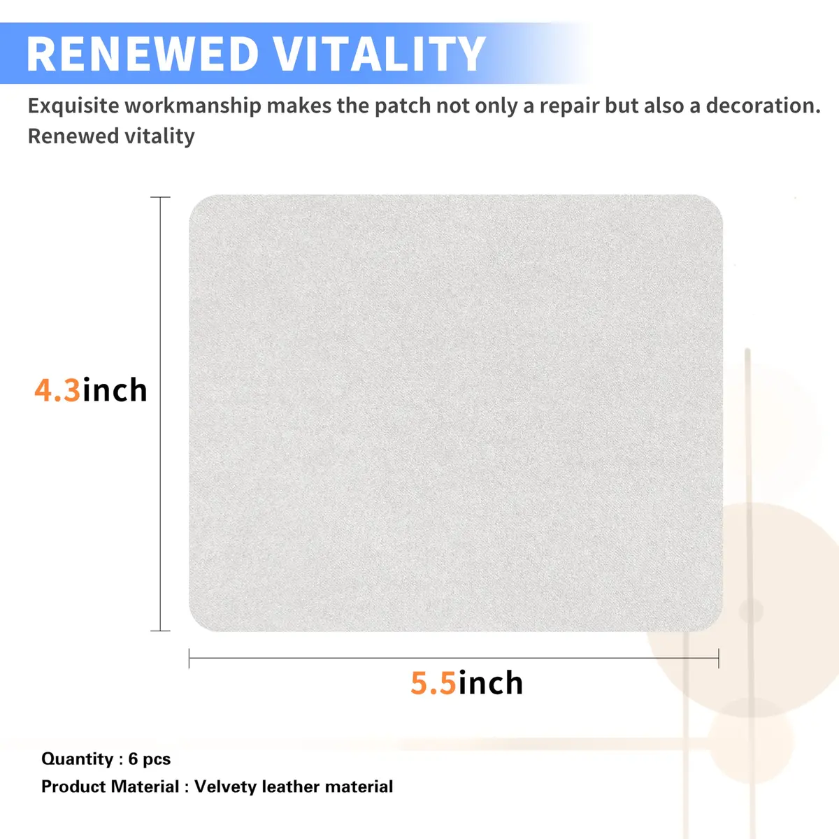 Azobur Microfiber Sofa Repair Patch 6 Piece | Self Adhesive Fabric Fix for Light Grey Sofas - view 2