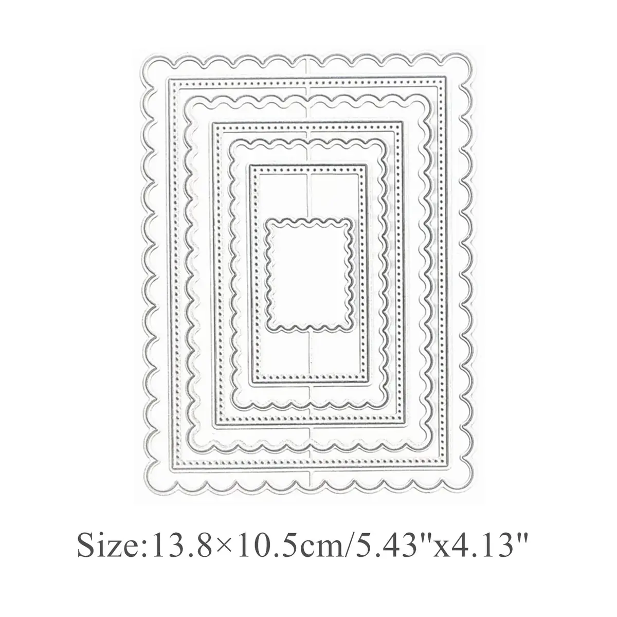hinana Rectangle Frame Metal Die Cuts Set 13.8x10.5cm (5.43x4.13in) | Scallops Stitched Nesting Tag Background Cutting Dies for DIY Scrapbooking Album Decorative Embossing Paper Card Making - view 2