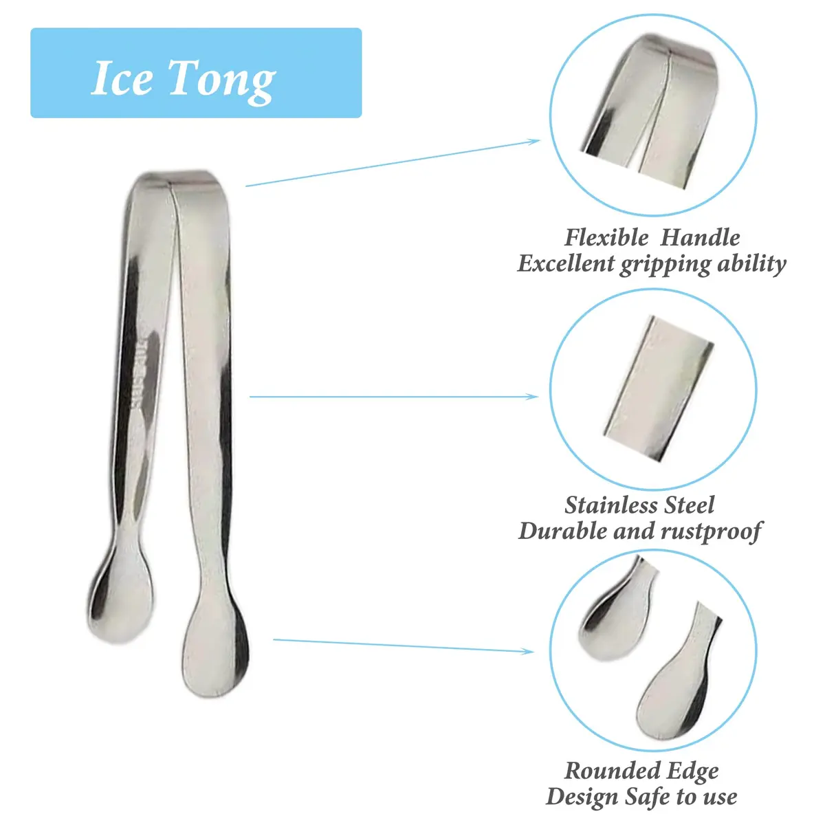 Sunenlyst Mini Sugar Tongs 10.8cm (4.25 Inch) | 12-Piece Stainless Steel Appetizer Tongs for Parties - view 2