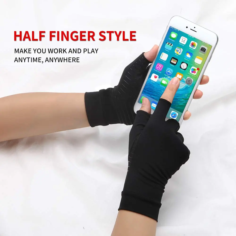 Waxden Copper Compression Arthritis Gloves, Fingerless Support for Hands & Fingers, Pain Relief & Healing, Unisex, 1 Pair - view 5