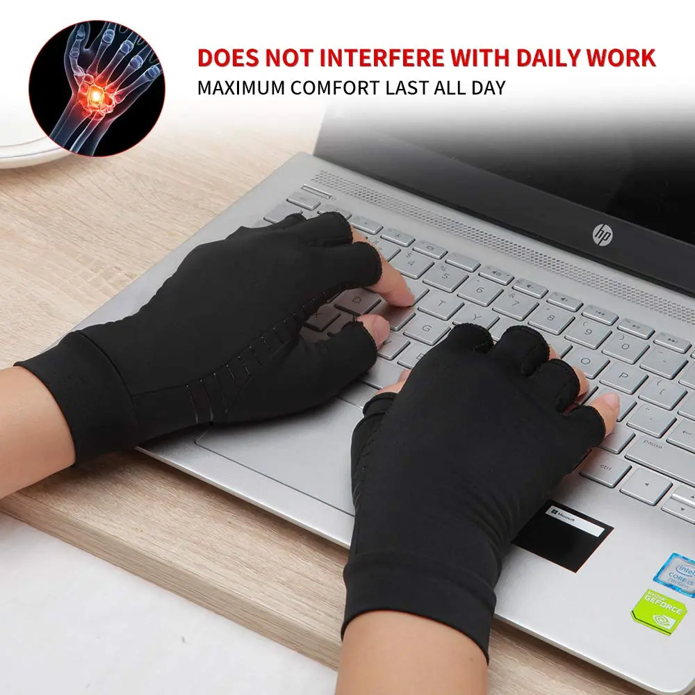 Waxden Copper Compression Arthritis Gloves, Fingerless Support for Hands & Fingers, Pain Relief & Healing, Unisex, 1 Pair - view 4