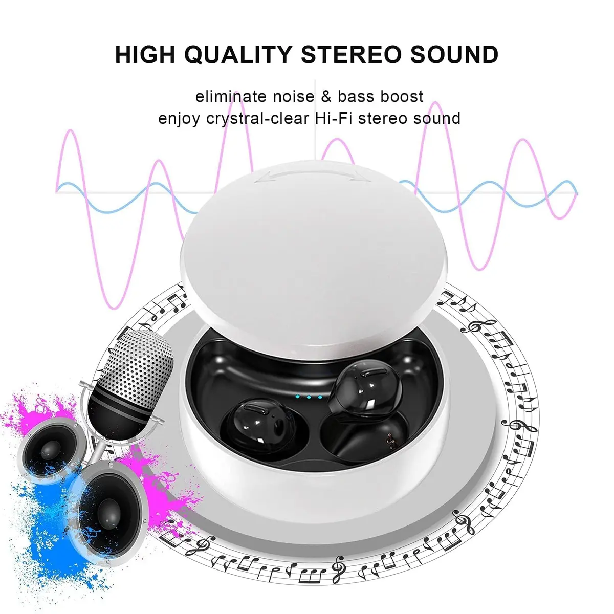 Xmenha Invisible Wireless Earbuds Bluetooth in-Ear Mini Discreet Tiny Earpiece with Charging Case for Small Ears, 6 Hours Playtime - view 5