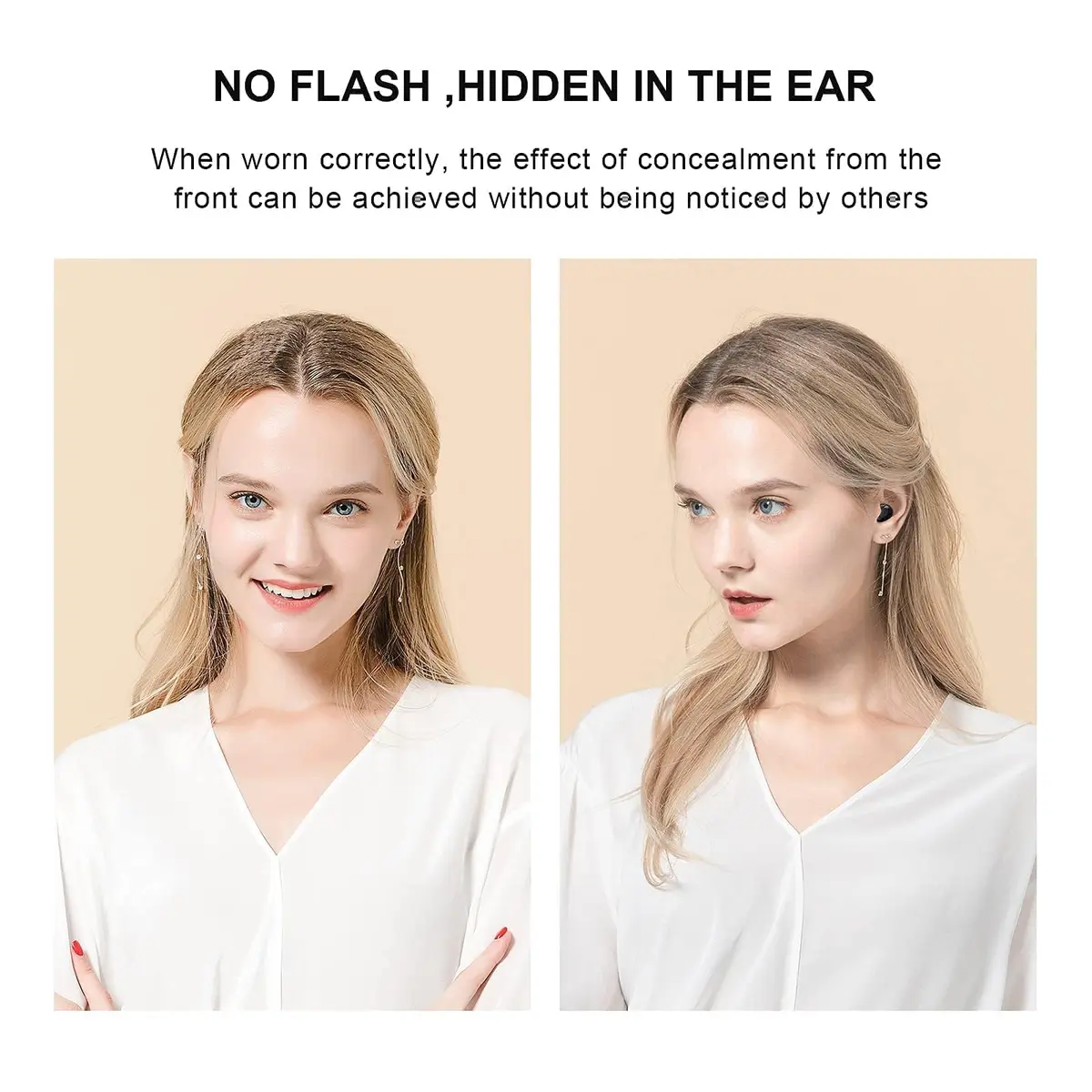 Xmenha Invisible Wireless Earbuds Bluetooth in-Ear Mini Discreet Tiny Earpiece with Charging Case for Small Ears, 6 Hours Playtime - view 3